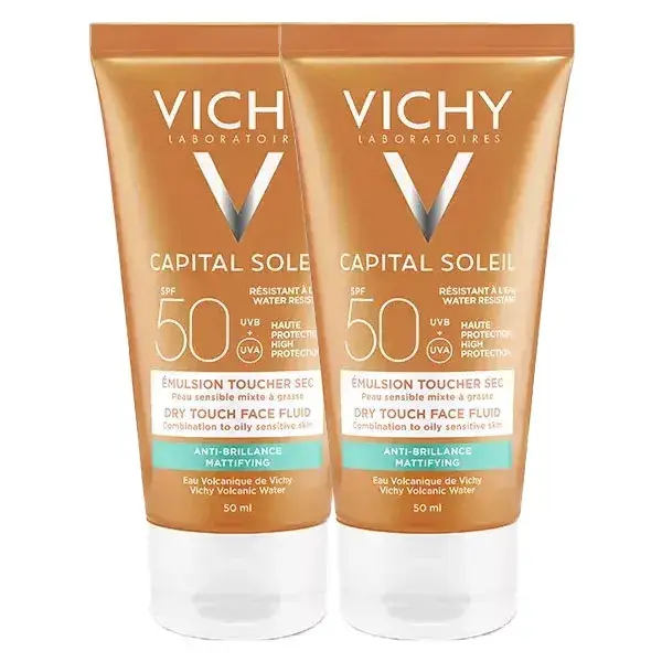 Vichy Capital Soleil Crème Solaire Visage Toucher Sec Indice SPF50 2x50ml