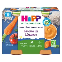 Hipp Bio Mon Dîner Bonne Nuit Bol Risotto de Légumes +8m 2 x 190g