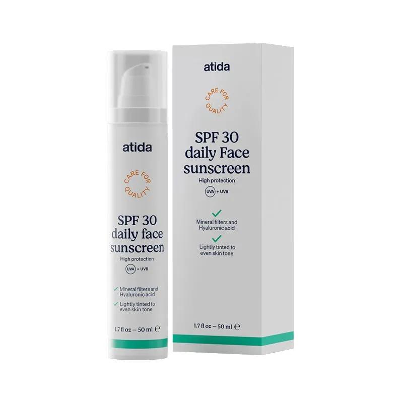 Atida Daily Face Sunscreen Protezione Solare Viso Leggermente Colorata SPF30 50 ml