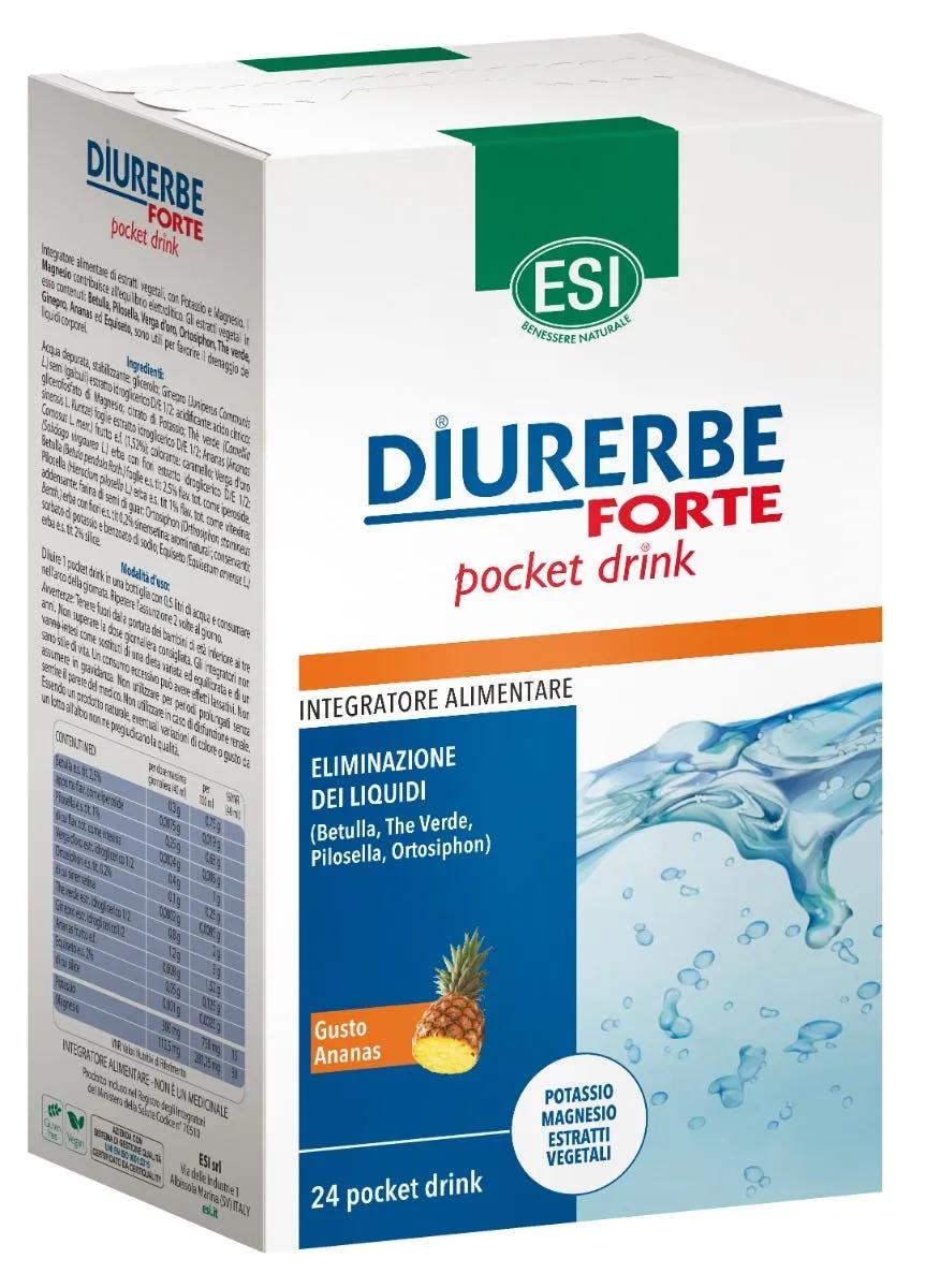 ESI Diurerbe Forte Integratore Diuretico Ananas 24 Pocket Drink