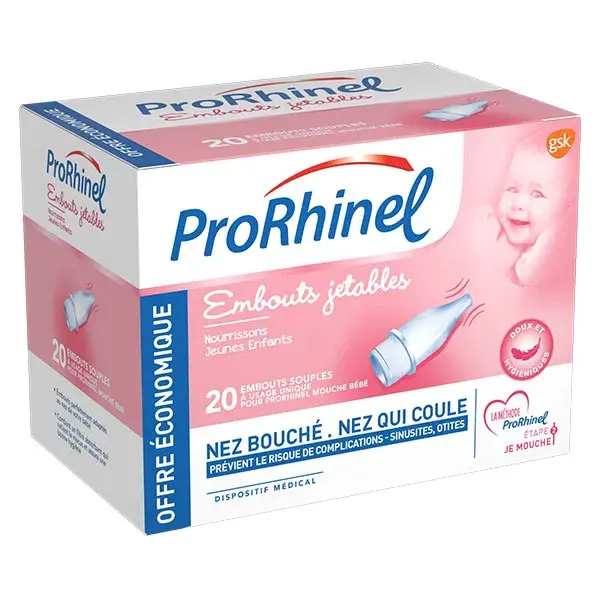 ProRhinel Embouts Jetables 20 unités + Sérum Physiologique 30 unidoses