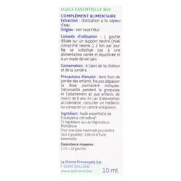 Ladrôme Huile Essentielle Eucalyptus Citronné Bio 10ml