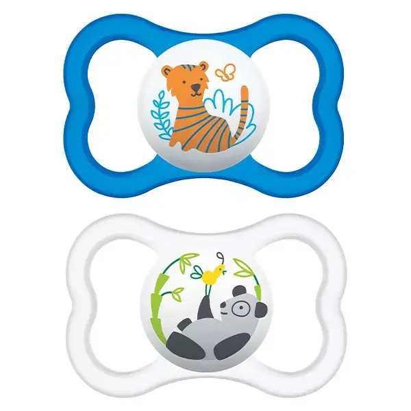 MAM Supreme Physiological Silicone Pacifier +18m Owl Ladybird Set of 2 + Sterilisation Box 