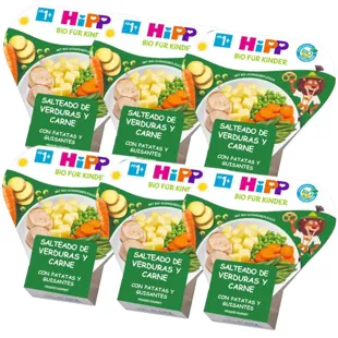 HiPP Salteado de Verduras, Carne, Patatas y Guisantes BIO +1 Año 6x250 gr