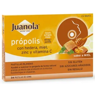 Juanola Própolis Sabor Miel + Hiedra 24 Pastillas