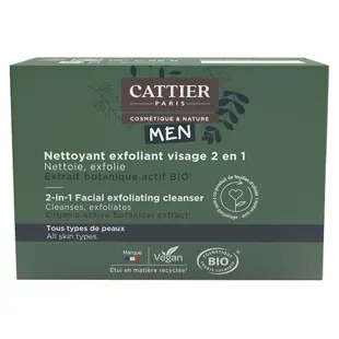 Cattier Men Detergente Esfoliante Viso Uomo 2 in 1 Solido Bio 85g