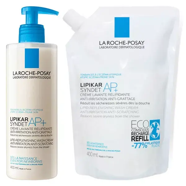 La Roche Posay Lipikar Syndet AP+ 400ml & Lipikar Syndet AP+ Ecorecharge 400ml