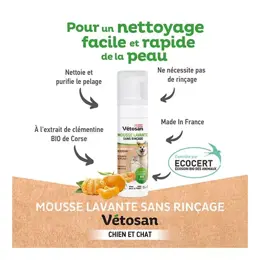 Clément Thékan Vétosan Mousse Lavante Sans Rinçage pour chiens et chats 150 ml