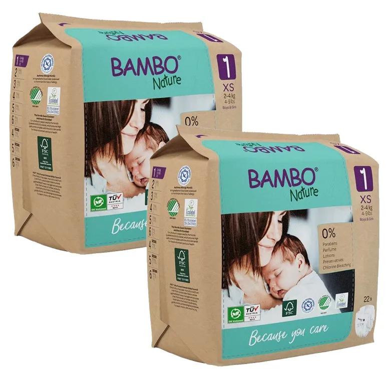 Bambo Nature Luiers T1 (2-4 Kg) 2x22 stuks