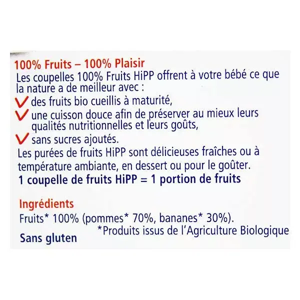 Hipp Bio 100% Frutta Vasetto Mela Banana 4-6M 4 x 100 gr