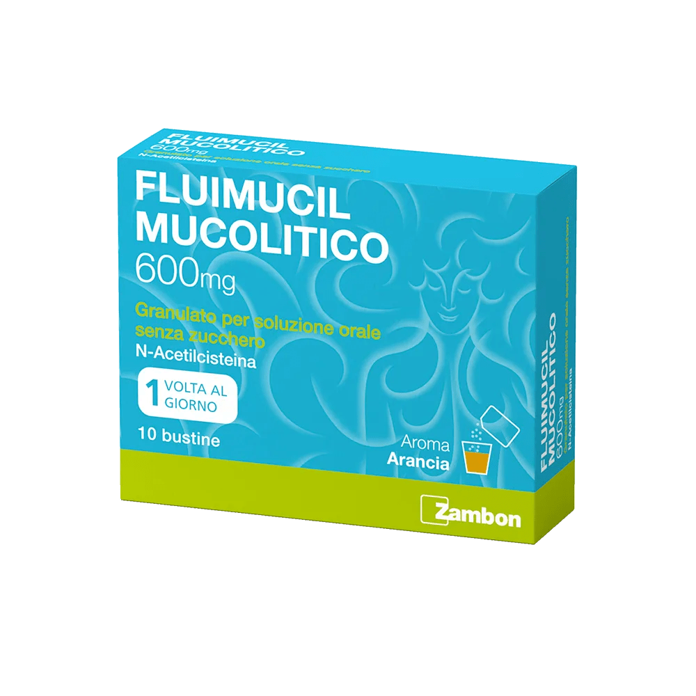 Fluimucil Mucolitico 600 mg Granulato per Soluzione Orale N-Acetilcisteina 10 Bustine