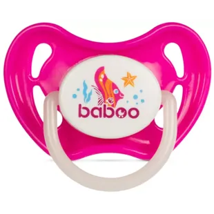 Baboo Symmetrical Silicone Pacifier Glow in the Dark Sea Life Pink +6m