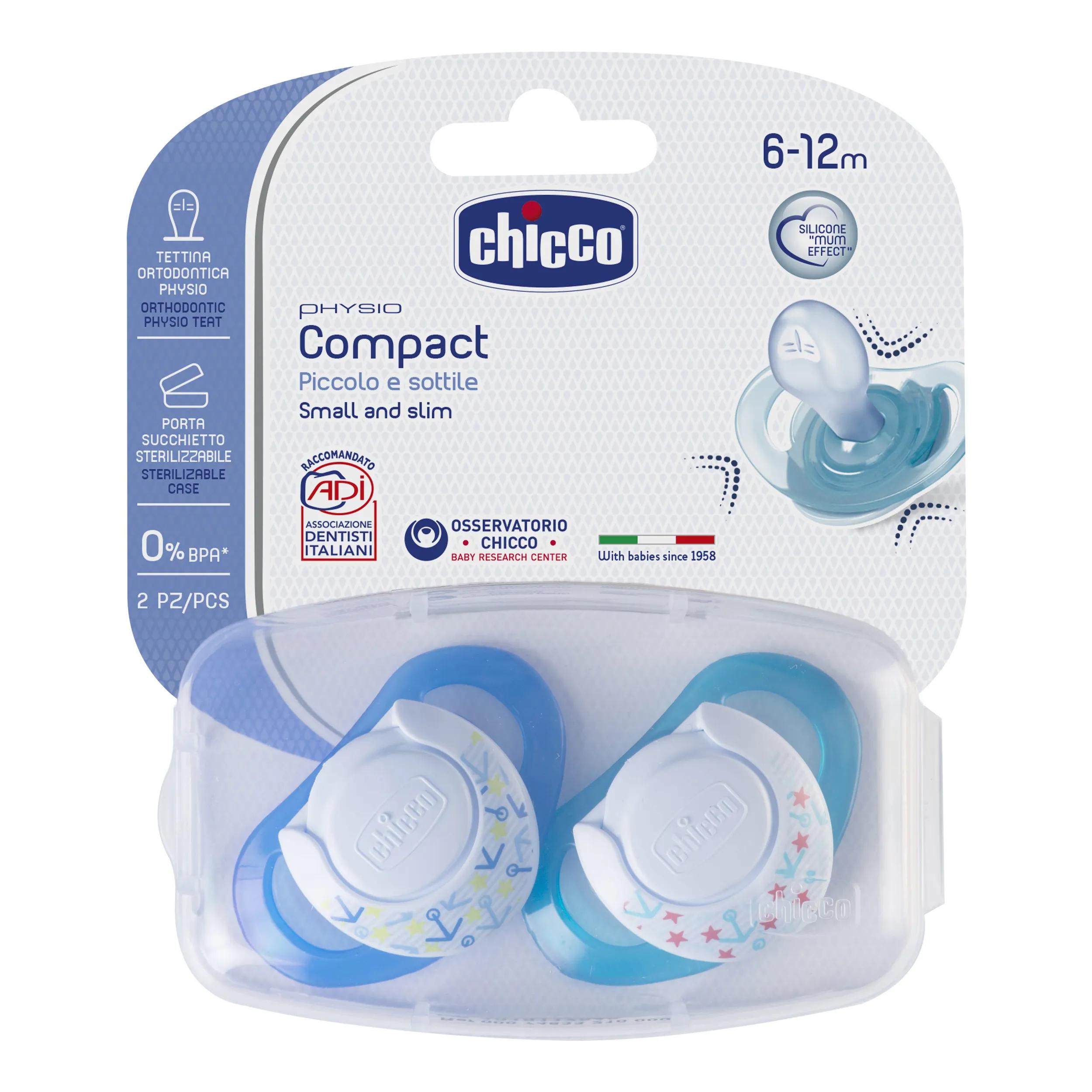 Chicco Succhietto Compact Silicone Boy 6-12 Mesi 2 Pezzi