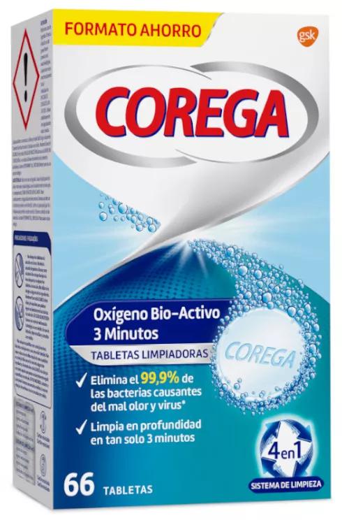 Corega Bio Actieve Zuurstof 3 Minuten 66 Tabletten