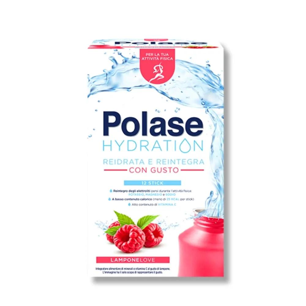 Polase Hydration Integratore Alimentare Magnesio e Potassio Sali Minerali Vitamina C Lampone 12 Stick