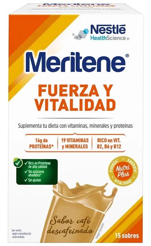 Meritene Force et Vitalité Café en Poudre Décaféiné 15 Enveloppes