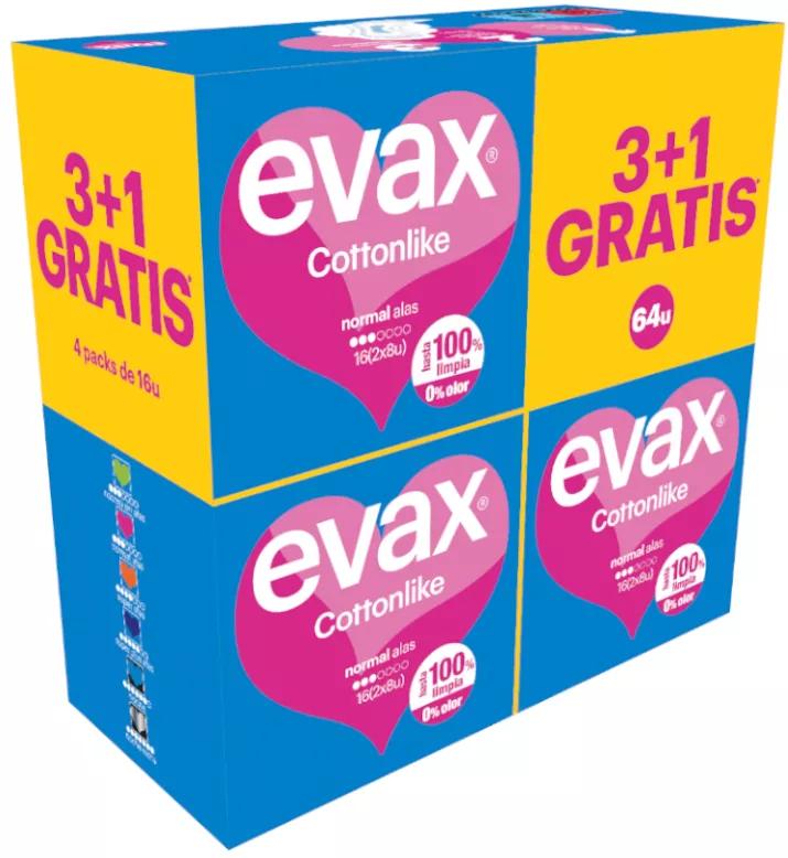 Evax Cottonlike Compresa Normal Alas 4x16 uds
