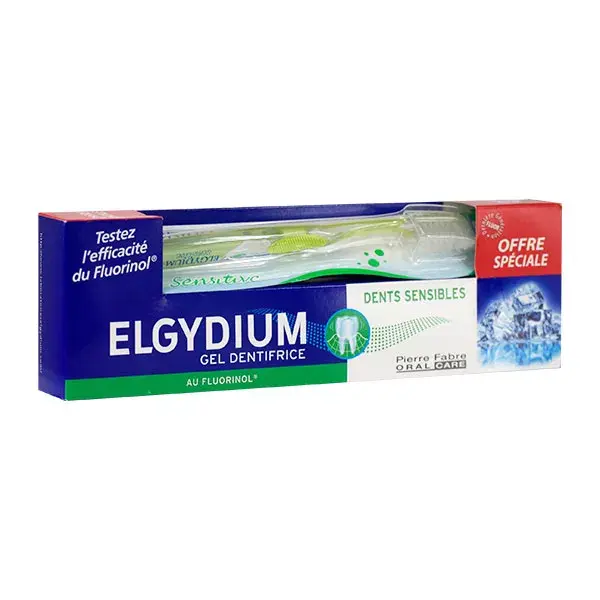 Pasta ELGYDIUM cepillo Gel 75ml + cepillo dientes blandos sensibles dientes sensibles Fluorinol