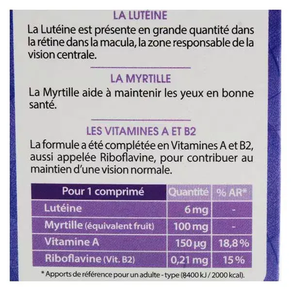 Juvamine Santé des Yeux Lutéine Myrtille 40 gélules