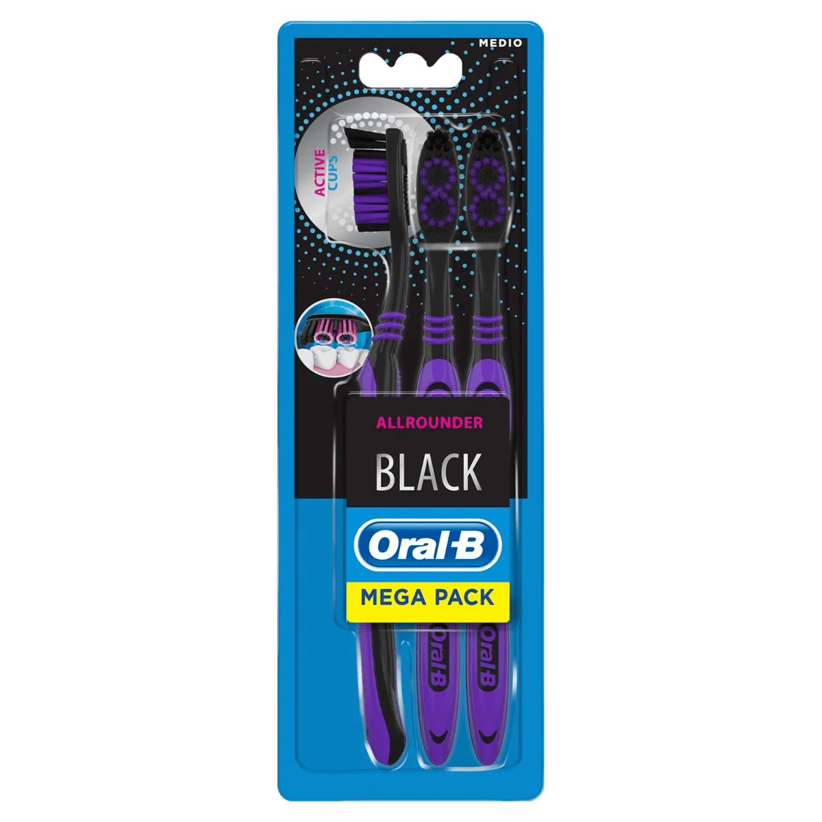 Oral-B Spazzolino Manuale Allrounder Black 3 Pezzi