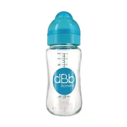 dBb Remond Biberon Large Ouverture Verre Turquoise Translucide 0-4mois 240ml