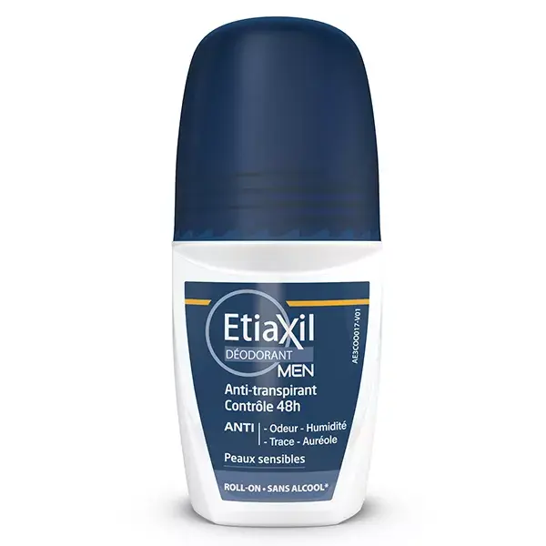 ETIAXIL Déodorant Anti-Transpirant Men Contrôle 48h Roll-On Lot de 2 x 50ml