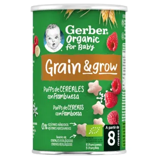 Gerber Puff Organic Cereal and Raspberry Snack 35gr