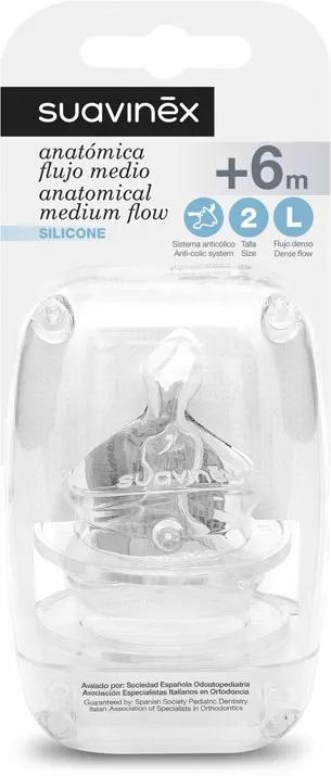Suavinex Tetina Anatómica Silicona Flujo Denso +6m 2 uds