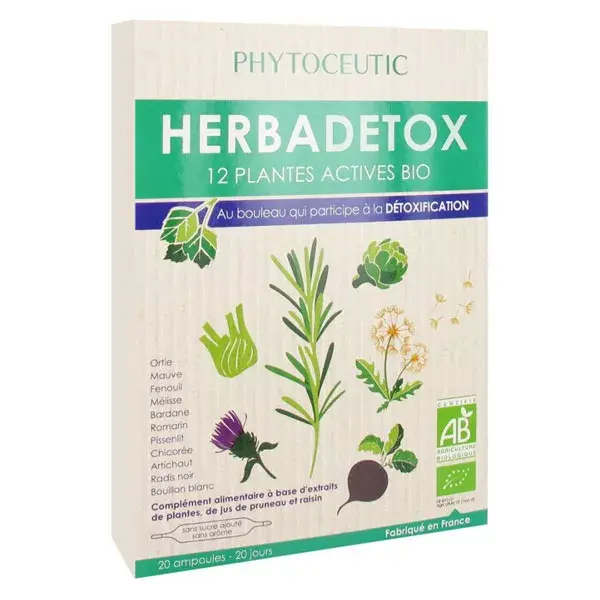 Phytoceutic Bio Herbadetox 12 Plantes Actives 20 ampoules x 10ml