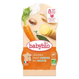 Babybio Repas Midi Bol Légumes Dinde Riz +8m Bio 2 x 200g