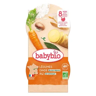 Babybio Menu du Jour Ciotola Mix di Legumi Tacchino Riso dagli 8 mesi 2 x 200g