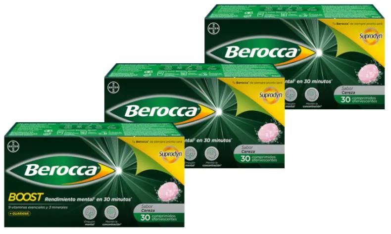 Berocca Boost Magnésium, Vitamines et Minéraux au Guarana 3x30 Comprimés Effervescents