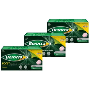 Berocca Boost Magnésium, Vitamines et Minéraux au Guarana 3x30 Comprimés Effervescents