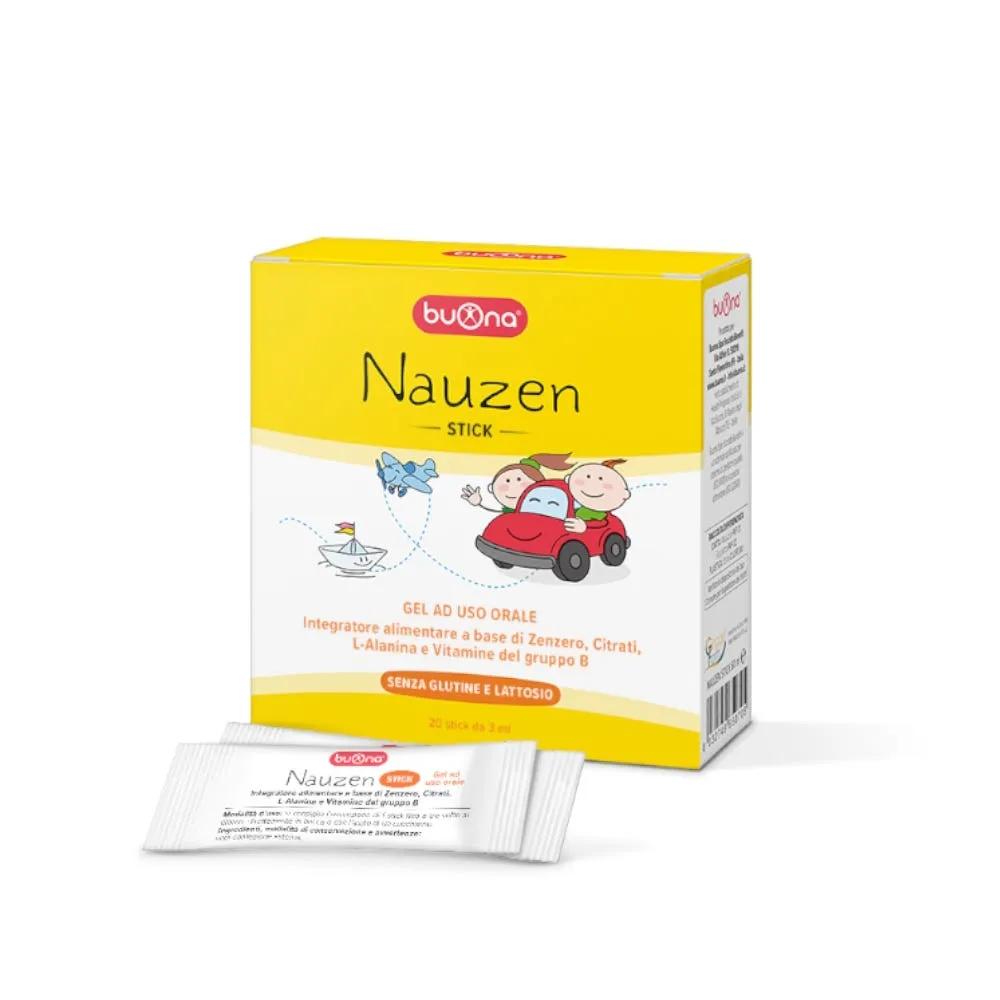 Buona Nauzen Stick Integratore Bambini per Nausea, Vomito e Difficoltà Digestive 20 stick