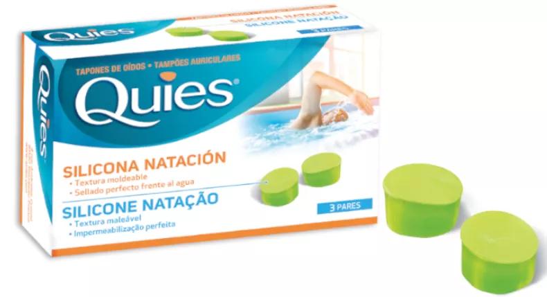 Quies Tapones De Oido Silicona Natación 3 Pares 6 uds