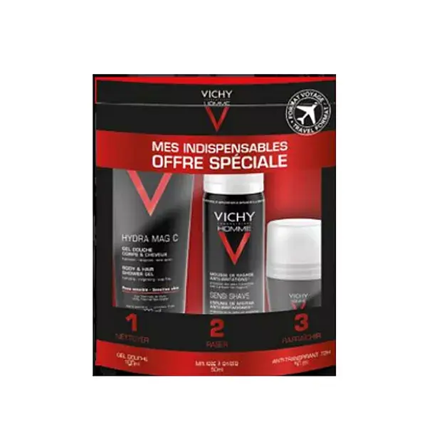 Vichy Homme Trousse Gel Doccia 100 ml + Mousse Rasatura 50 ml + Deodorante 50 ml