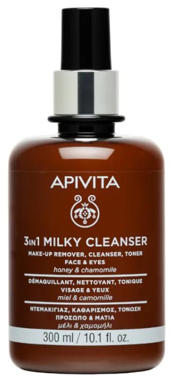 Apivita Reinigungsmilch 3 in 1 Gesicht und Augen mit Kamille und Honig 300ml