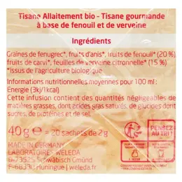 Weleda Maternité Tisane Allaitement Fenouil Verveine Bio 20 sachets