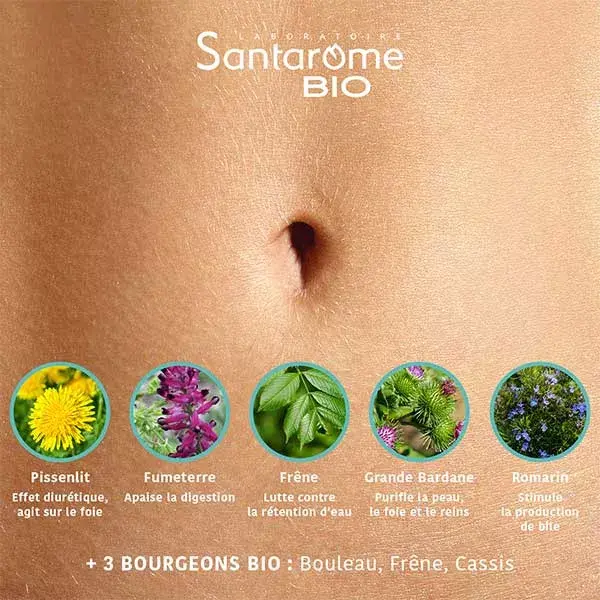 Santarome Bio - Détox Bio - Draine & Détoxifie - 20 ampoules