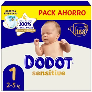Dodot Sensitive Diapers Jumbo Pack T1 (2-5 Kg) 168 units