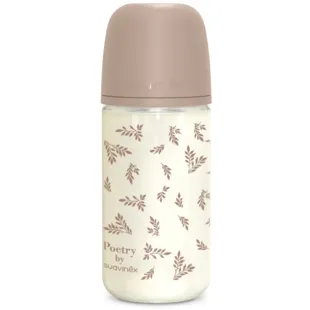 Biberão de Vidro Poetry Suavinex Fluxo Médio Bege +3m 240 ml