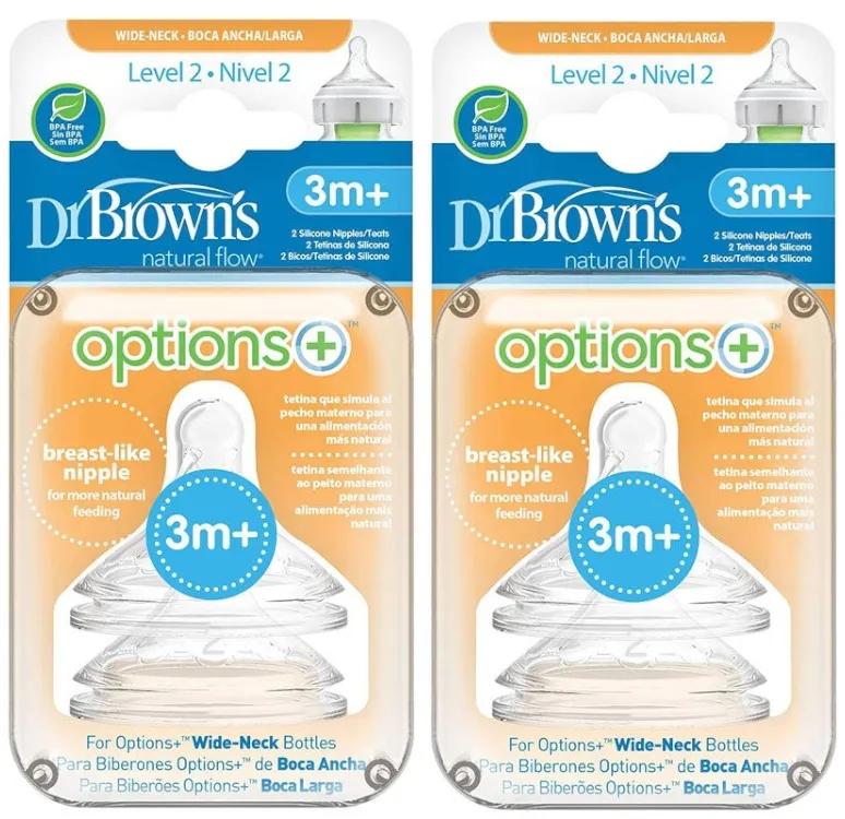 DrBrown&#39;s Speenopties+ Brede Mond Niveau 2 2x2 eenheden