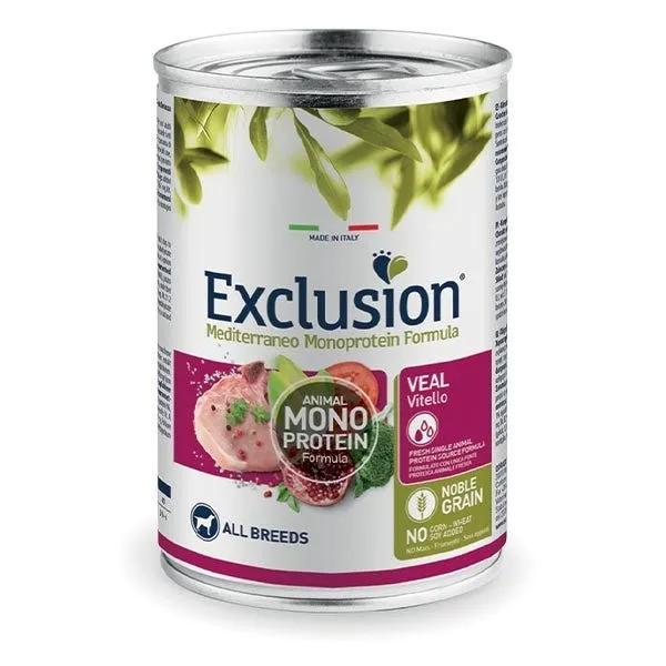 Exclusion Mediterraneo Monoprotein Noble Grain Cibo Umido Vitello Per Cani Adulti Lattina 400G