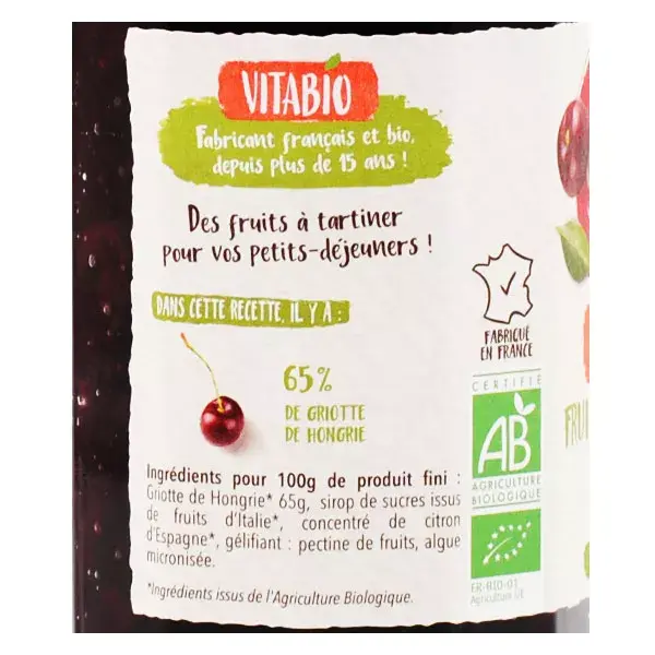Vitabio Fruit à Tartiner Griotte Bio 290g