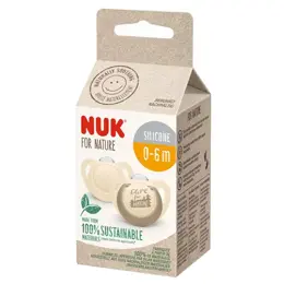 Nuk 2 Sucettes Nuk For Nature Silicone 0-6m Crème