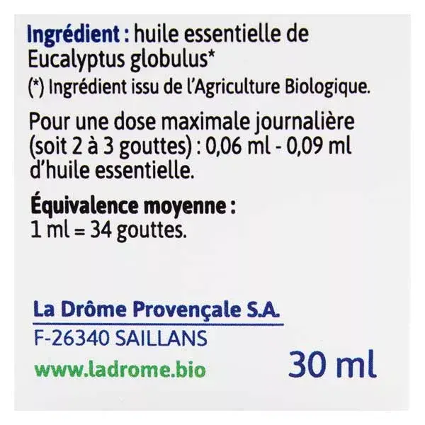 Ladrome aceite esencial orgnico eucalipto globoso 30 ml