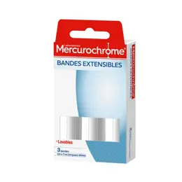 Mercurochrome Bandes Extensibles 2m x 7cm 3 bandes