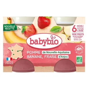 Babybio Mes Fruits Vasetti Banana Fragola Menta dai 6 mesi 2 x 130g