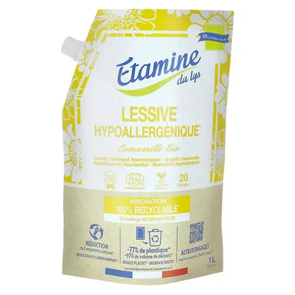 Étamine du Lys Lessive Liquide Hypoallergénique Bio Doypack 1L