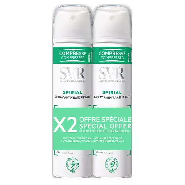 SVR Spirial Deodorant Spray Lot of 2 x 75ml